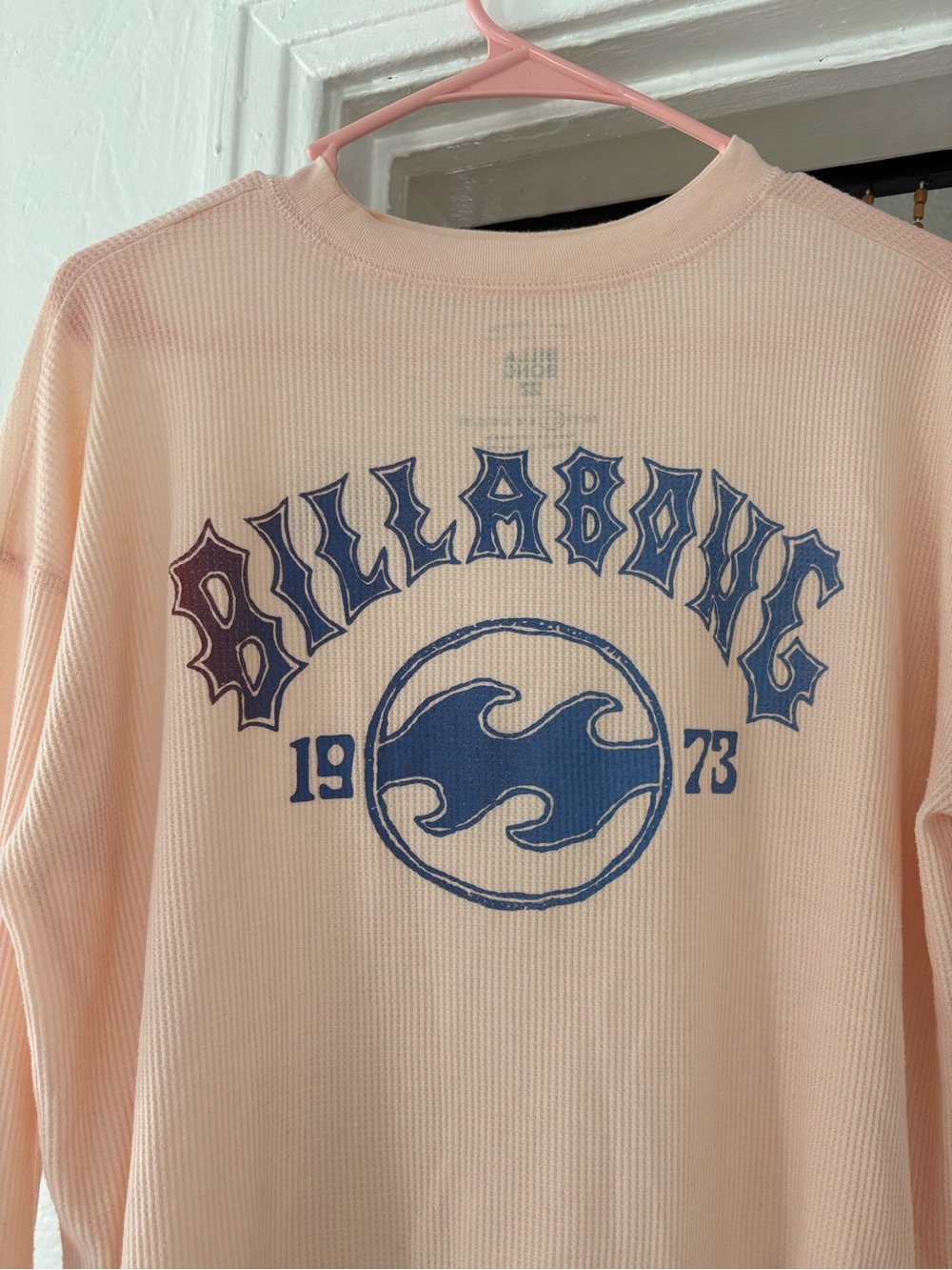 Billabong Peach Long Sleeve Waffle Graphic Top